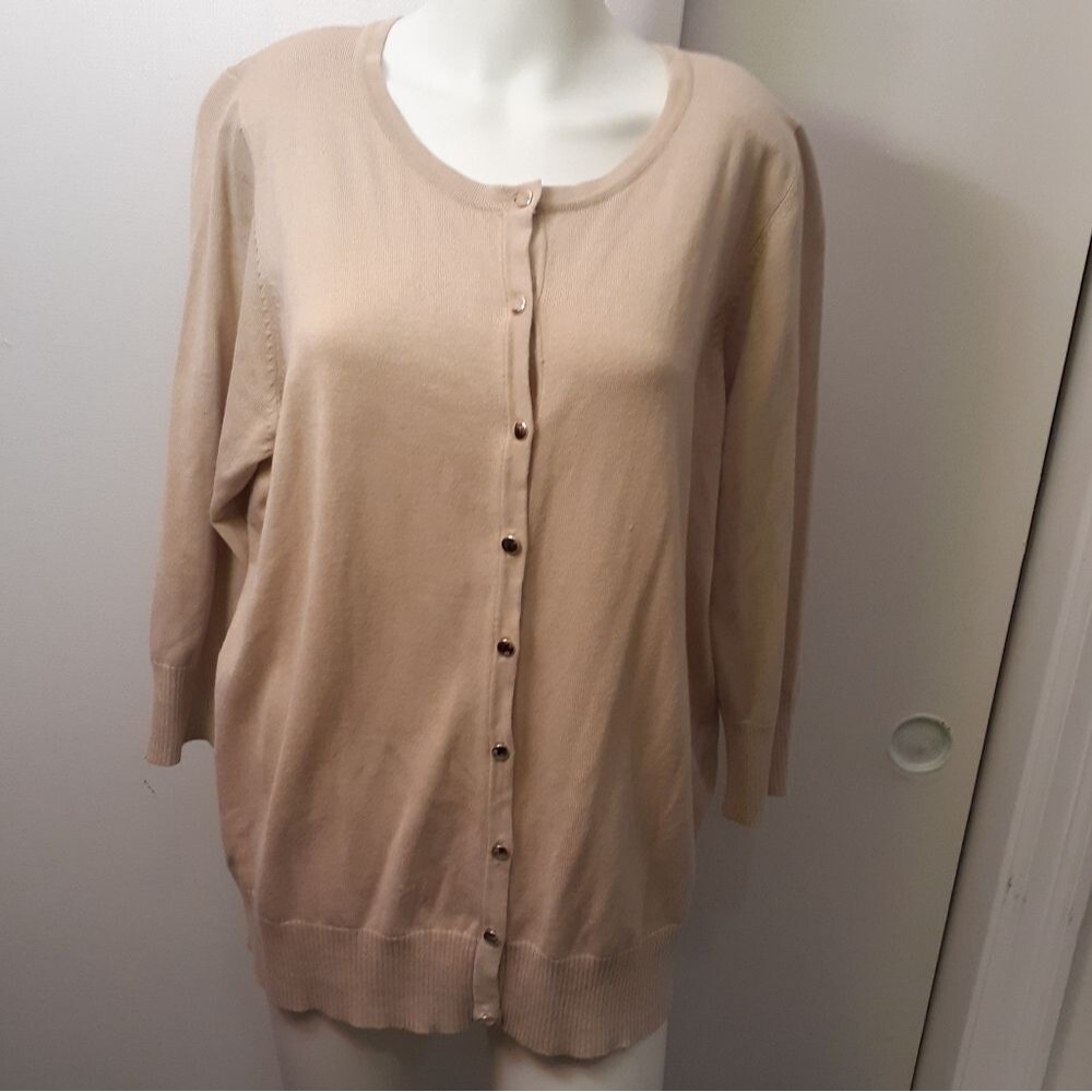 Joseph A sweater beige tan cardigan  1X XL career office summer
